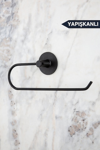 Yapışkanlı Siyah Kağıt Rulo Havluluk, Peçetelik, Yapışkanlı Tasarım, Banyo Askısı Ring Serisi Siyah Diğer