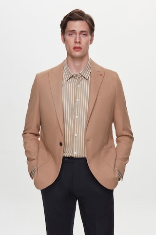 Twn Slim Fit Kahverengi Armürlü Uçan Blazer Kumaş Ceket 4ef04zb024092 Kahve