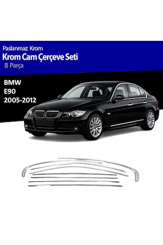 Bmw E90 Cam Çıtası Komple Set Çerçevesi Kromu Nikelajı 2005 - 2012