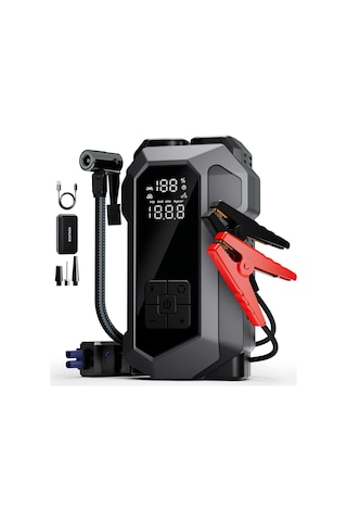 Suitu At-003 Akü Takviye Cihazı 4'ü 1 Arada Powerbank, Hava Kompresörü, Lcd Ekran, 16.000mah 150psı