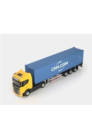 Scanıa S730 Konteyner Tır 30 Cm Sesli Işıklı Çekbırak Metal Model Tır Gerçekçi Detaylı Oyuncak Tır Mavi