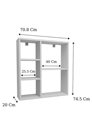 Reyo Enda Home Myra 5 Gözlü Çok Amaçlı Modern Duvar Rafı Beyaz Beyaz