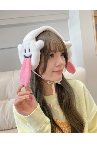 Ikkb Earmuffs Kore Versiyonu Sevimli Sıcak Kış Peluş Kulaklıklar Beyaz