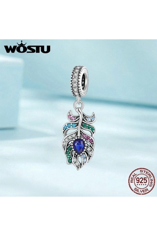 Wostu 925 Ayar Gümüş Tavuskuşu Tüyü Kolye Boncuk Bilezik Dıy Takı İçin Gümüş