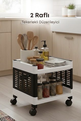 Grimorlife 2 Raflı Banyo Düzenleyici Mutfak Rafı Banyo Dolabı Çok Amaçlı Plastik Mutfak Düzenleyici-siyah Siyah