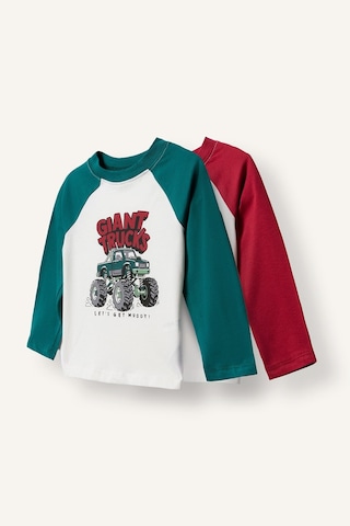 Defacto Oversize Reglan Kollu Baskılı 2li Uzun Kollu Tişört Erkek Bebek I0293a526aurd106 Kırmızı-rd106