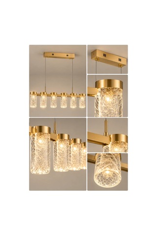 Modern Premium 6'lı Gold Sarkıt Avize Dekoratif Salon Yemek Masası Aydınlatması 40w