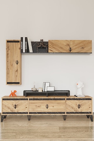 Modalife Avrupa 186x43 Üst Raflı TV Ünitesi Atlantik Çam