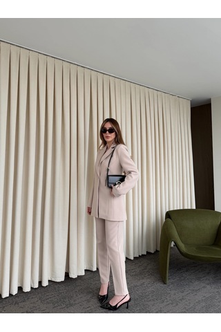 Laluvia Taş Belden Oturtma Blazer Ceket - 9684 Taş