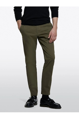 Sisley Slim Fit Vintage Efekt Chino Pantolon Erkek Haki Yeşili Pantolon - 325a4dm6sf02y