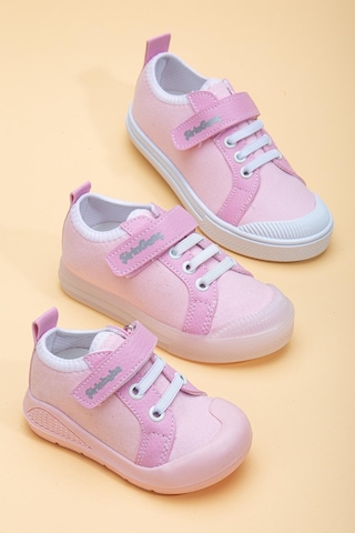 Şirin Bebe Şirinbebe Şiringenç Keten Pembe Kız İlkadım Bebek Çocuk Ayakkabısı-2896-pembe Pembe