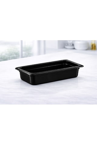1/4 Gn Siyah Polikarbon Gastronom Küvet 26x16 Cm 20 Cm Derinlik