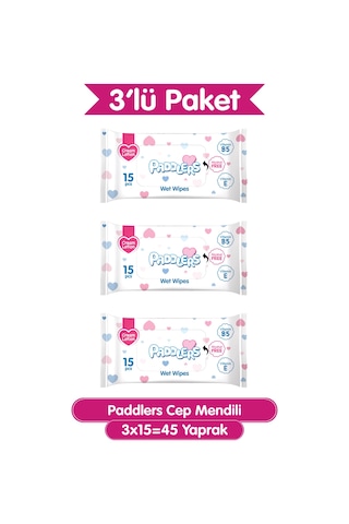 Paddlers Cep Mendili 45 Yaprak (3 Paket x 15’li) – Yumuşak ve Dayanıklı