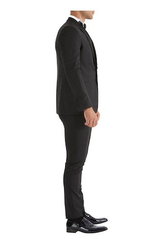 Efor Black 034 Slim Fit Yelekli Çıkarılabilir Saten Yaka Siyah Damatlık Smokin Takım Siyah
