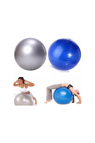 Pilates Topu Gri- Pompa Hediyeli 65 Cm