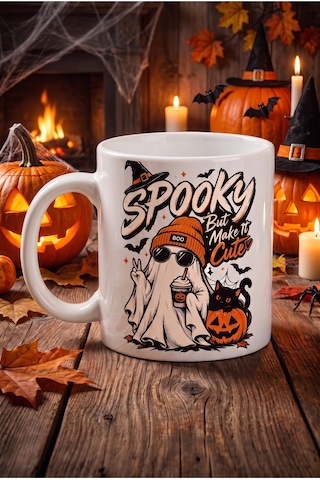 Özel Tasarım Kupa Bardak Halloween Spooky Konsept Baskılı Porselen Hediye Kupa Bardak