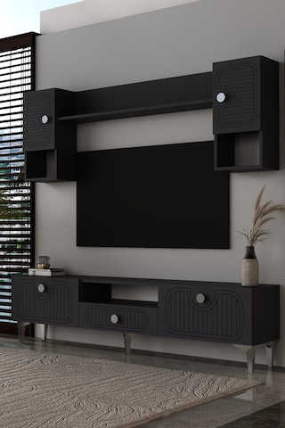 Bellagio Lazer Desenli Tv Ünitesi Takımı 180 Cm - Ag Antrasit - Gümüş