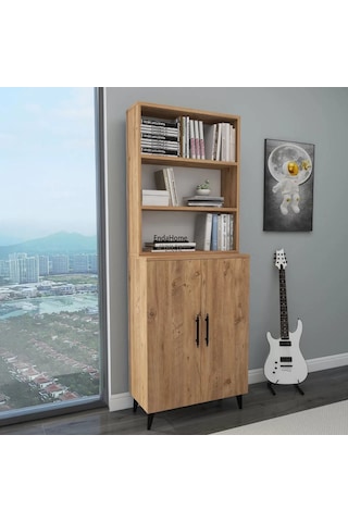 Reyo Home Oras 6 Raflı 2 Kapaklı Klasik Kitaplık Atlantik Çam