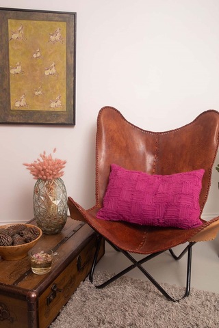 Peraluna Foam Pıllow Şifon Şerit Triko Yastık Kılıfı 60x40 Cm Fuşya - Fuşya