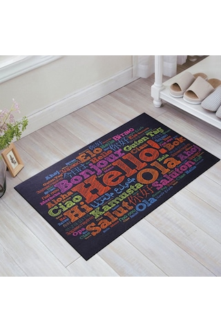 Farklı Dillerde Merhaba Yazılı Kauçuk Kapı Önü Paspası