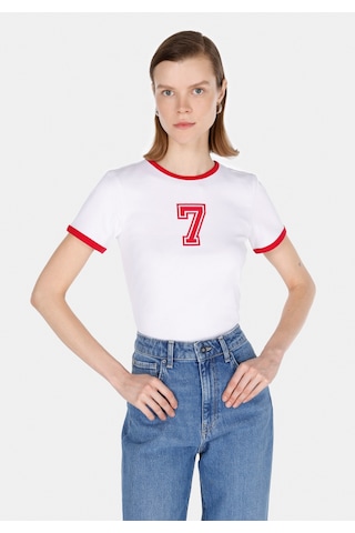Colin's Colins Slim Fit Yuvarlak Yaka Baskılı Kadın Beyaz Kısa Kol Tişört Cl1073533 Q1.v1 Wht Beyaz