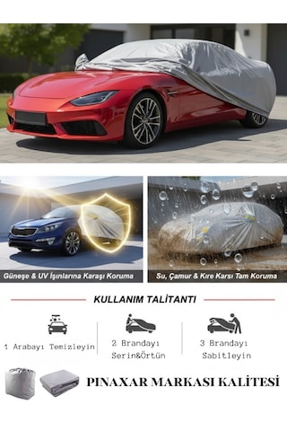 Proauto Oto Branda Premium Kalite Yansıtıcı Üst Yüzeyli Su Geçirmez Araç Kılıfı