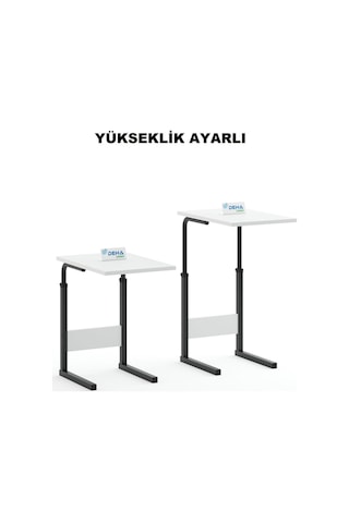 Yükseklik Ayarlı Hasta Yemek Masası Laptop Yatak Sehpası Koltuk Masası Siyah