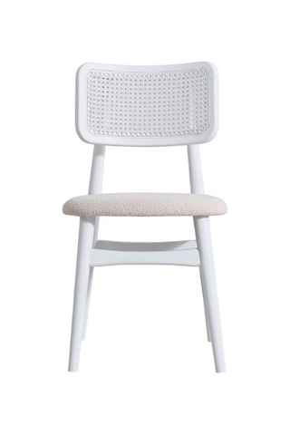 Helios Hazeranlı Ahşap Bohem Sandalye Beyaz - Krem