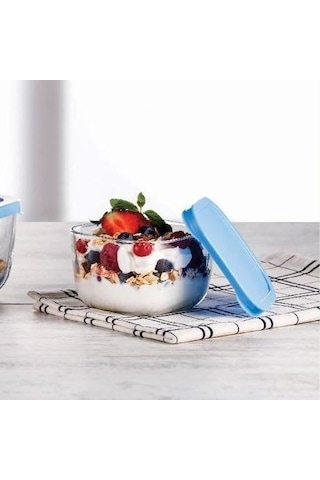 Paşabahçe Snowbox Saklama Kabı Mavi Kapaklı 275 Cc 53223 4'lü Set Diğer