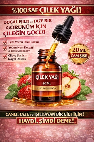 Life Çilek Yağı 20 Ml %100 Saf & Doğal Cilt Bakım Yağı