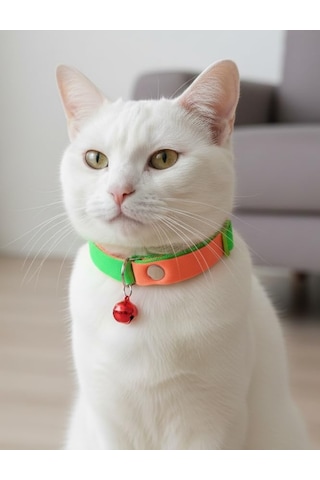 Tr Kedi Kolyesi Tasma Ayarlanabilir Kolon Kordon Sesli Zilli Turuncu & Yeşil Diğer