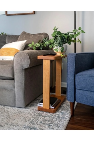 Ahşap Yan Sehpa 2 Katlı Açık Ceviz 5016