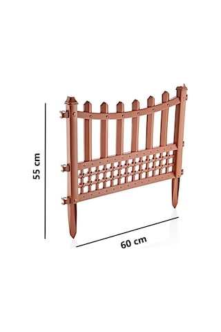 Omnipazar Sy-5998 Elite Plastik Dekoratif Bahçe Çiti 12'li Set 60x55 Cm Kahverengi