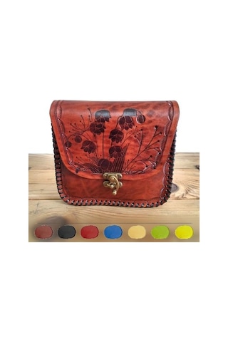 El Yapımı Deri Çanta Bayan Kahve Kahverengi