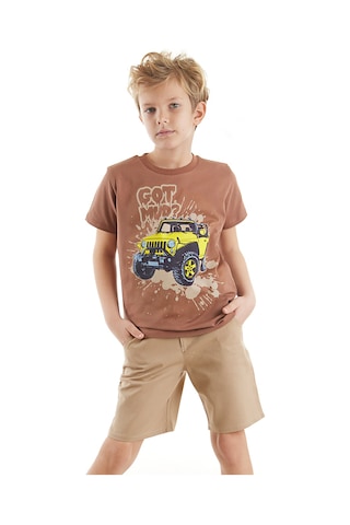 Denokids Mshb&g Jeep Mood Erkek Çocuk T-shirt Gabardin Şort Takım Çok Renkli