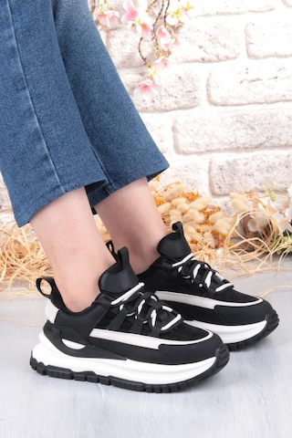 Guja Mask Rahat Hafif Kalın Taban Kadın Sneaker Ayakkabı Siyah