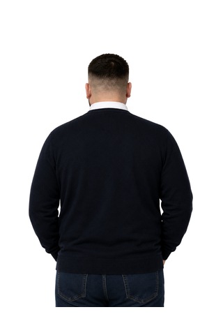 Battalmoda Erkek Büyük Beden Lacivert Cepli Düğmeli Triko Hırka 3xl-4xl-5xl-6xl