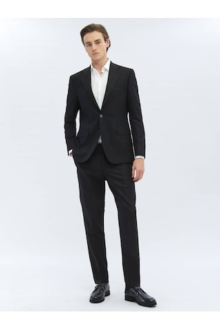 Kip Siyah Mikro Modern Fit Yün Karışımlı Takım Elbise 6 Drop Siyah