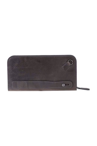 Bloominbag Faron Ash Graphite Telefon Bölmeli Hakiki Deri Unisex Clutch Çanta Gri