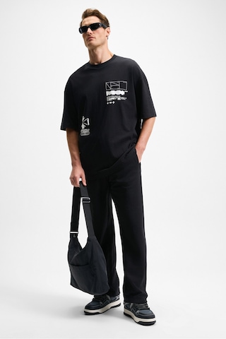 Grımelange DOTTI Beli Lastikli Kordonlu Yanları Cepli Relaxed Fit Erkek Eşofman Altı - Siyah