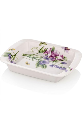 Noble Life Floral Koleksiyonu 3'lü Dikdörtgen Servis Seti Beyaz
