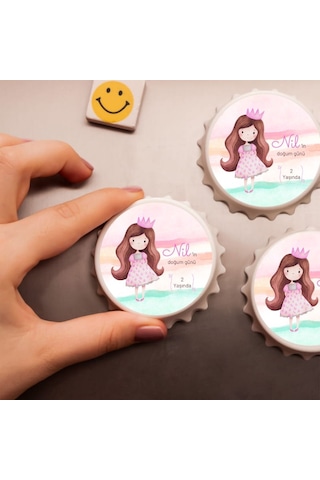 Kişiye Özel Kız Çocuk Doğum Günü Açacak Magnet Prenses Temalı Buzdolabı Açacağı 10 Adet