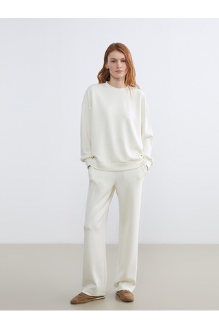 Lcw Vision Sarı Bisiklet Yaka Oversize Kadın Sweatshirt
