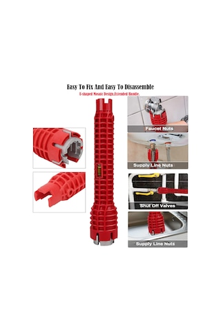 Geeksen 8'li Kutu Halinde Evsel Su Tesisatı Tamiri, Montağı İçin Anti-kayma Universal Fıçsana Anahtarı - Abs, Karbon Çelik Ve Alaşım Malzeme