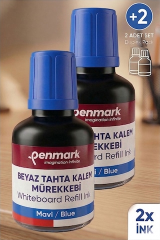 Mavi Yazı Tahta Kalemi Mürekkebi 30 Ml 2 Adet Penmark Tahta Kalemi Mürekkepi Kolay Silinebilir Doldurulabilir Canlı
