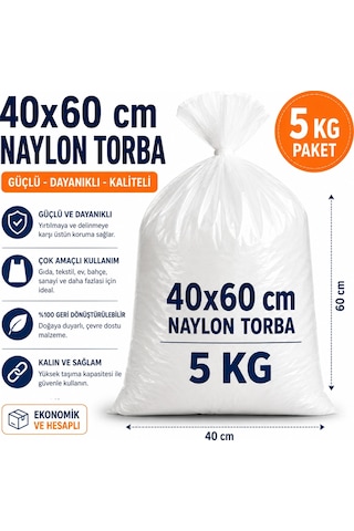40x60 Büyük Boy Naylon Torba 5 Kg Paket Şeffaf Poşet Ambalaj Torbası