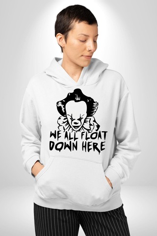 Korkunç Palyaço Korku Film Kadın Erkek Beyaz Kapüşonlu Sweatshirt Hoodie Beyaz