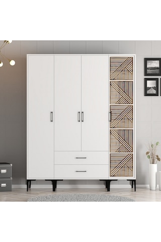 Variant Kumsal 4 Kapılı Stp Gardrop - Beyaz / Beyaz