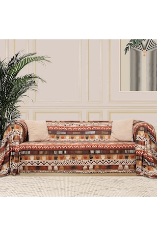 SoftMicro Etnik Desenli Boho Toprak Koltuk Örtüsü Kanepe Örtüsü 180 x 220 CM