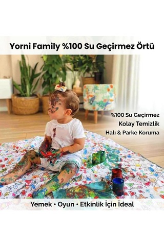 Su Geçirmez Yer/masa Örtüsü, Aktivite, Yemek Ve Oyun İçin, Doğa Dostu Ve Çevreci, Ekoteks Sertifikalı,%100 Poly Çok Renkli